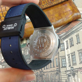 ساعت مچی عقربه ای آنالوگ برند HUBLOT مردانه تک موتور تاریخ شمار دار بند چرم قفل فیکسر پروانه ای