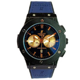 ساعت مچی عقربه ای آنالوگ برند HUBLOT تک موتور تاریخ شمار دار بند چرم قفل فیکسر پروانه ای