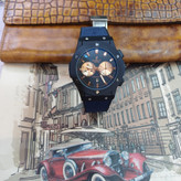 ساعت مچی عقربه ای آنالوگ برند HUBLOT تک موتور تاریخ شمار بند چرم قفل فیکسر پروانه ای