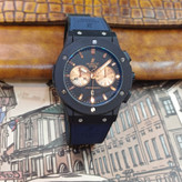 ساعت مچی عقربه ای آنالوگ برند HUBLOT تک موتور تاریخ شمار دار بند چرم قفل فیکسر پروانه ای