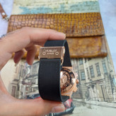 ساعت مچی عقربه ای آنالوگ برند HUBLOT تک موتور تاریخ شمار دار بند چرم قفل فیکسر پروانه ای