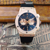 ساعت مچی عقربه ای آنالوگ برند HUBLOT تک موتور تاریخ شمار دار بند چرم قفل فیکسر پروانه ای