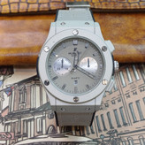 ساعت مچی عقربه ای آنالوگ برند HUBLOT تک موتور تاریخ شمار دار بند چرم قفل فیکسر پروانه ای