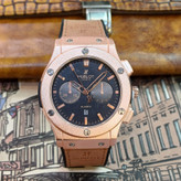 ساعت مچی عقربه ای آنالوگ برند HUBLOT تک موتور تاریخ شمار دار بند چرم قفل فیکسر پروانه ای