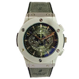 ساعت مچی عقربه ای آنالوگ برند HUBLOT تک موتور تاریخ شمار دار بند چرم قفل فیکسر پروانه ای