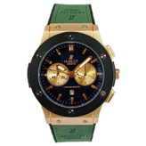 ساعت مچی عقربه ای آنالوگ برند HUBLOT تک موتور تاریخ شمار دار بند چرم قفل فیکسر پروانه ای