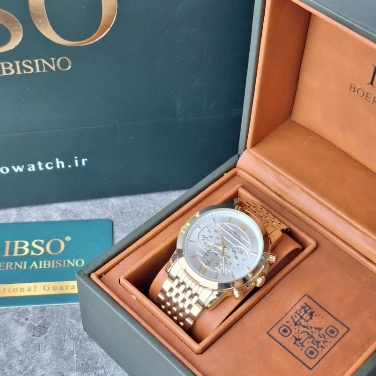 ساعت مچی مردانه اورجینال برند ایبسو IB9263-Gold-White